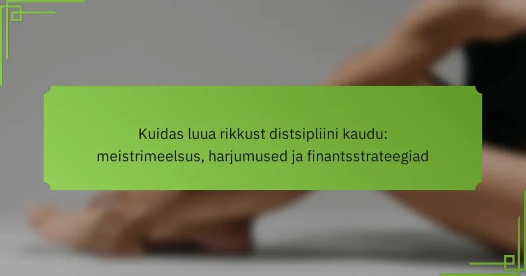 Kuidas luua rikkust distsipliini kaudu: meistrimeelsus, harjumused ja finantsstrateegiad