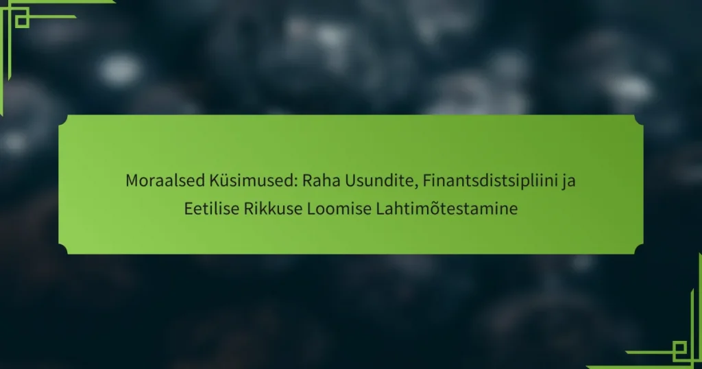 Moraalsed Küsimused: Raha Usundite, Finantsdistsipliini ja Eetilise Rikkuse Loomise Lahtimõtestamine