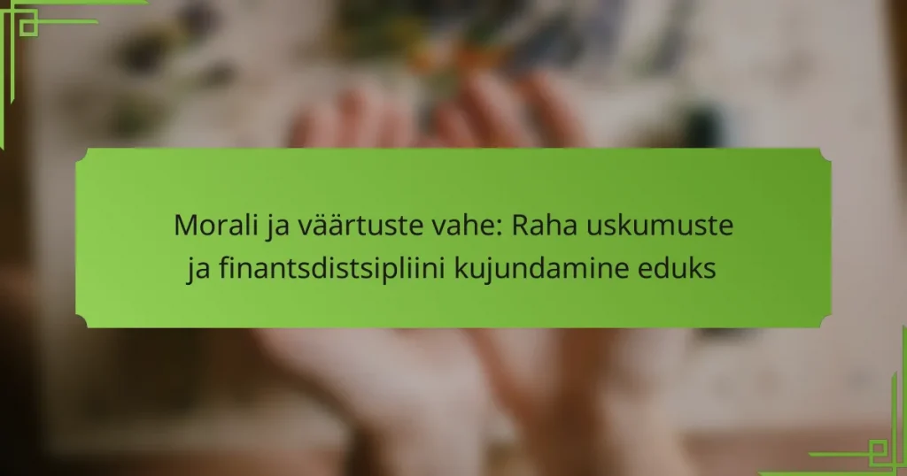Morali ja väärtuste vahe: Raha uskumuste ja finantsdistsipliini kujundamine eduks