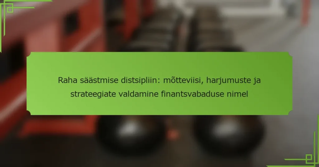 Raha säästmise distsipliin: mõtteviisi, harjumuste ja strateegiate valdamine finantsvabaduse nimel