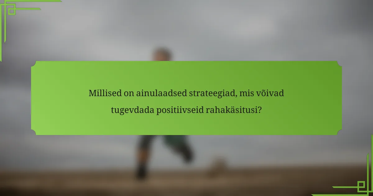 Millised on ainulaadsed strateegiad, mis võivad tugevdada positiivseid rahakäsitusi?