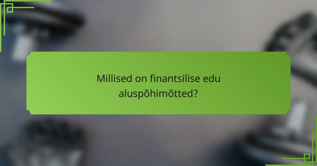 Millised on finantsilise edu aluspõhimõtted?