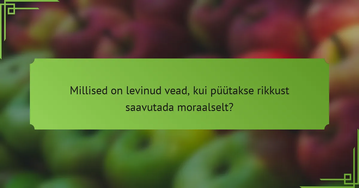 Millised on levinud vead, kui püütakse rikkust saavutada moraalselt?