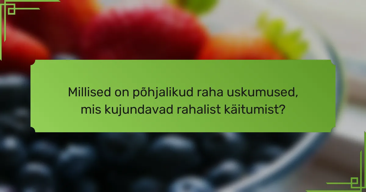 Millised on põhjalikud raha uskumused, mis kujundavad rahalist käitumist?