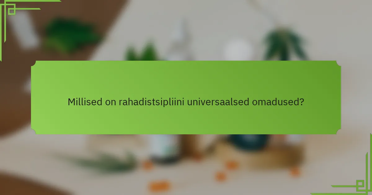 Millised on rahadistsipliini universaalsed omadused?