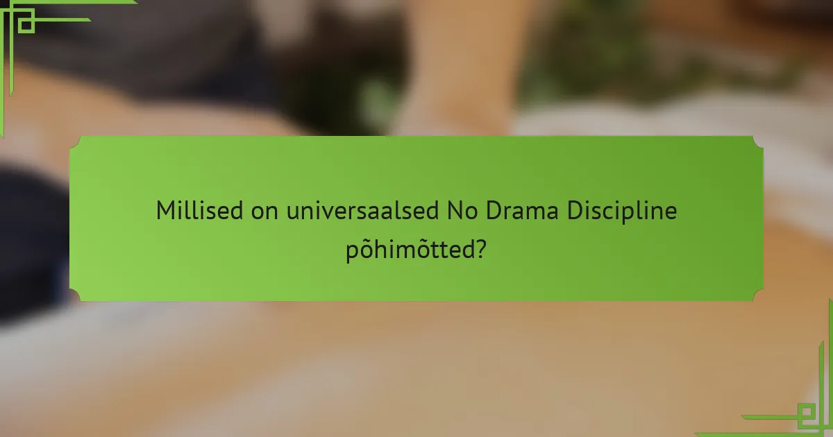 Millised on universaalsed No Drama Discipline põhimõtted?