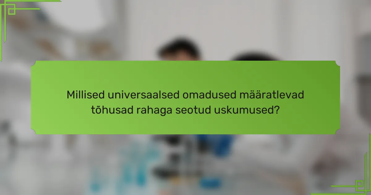 Millised universaalsed omadused määratlevad tõhusad rahaga seotud uskumused?