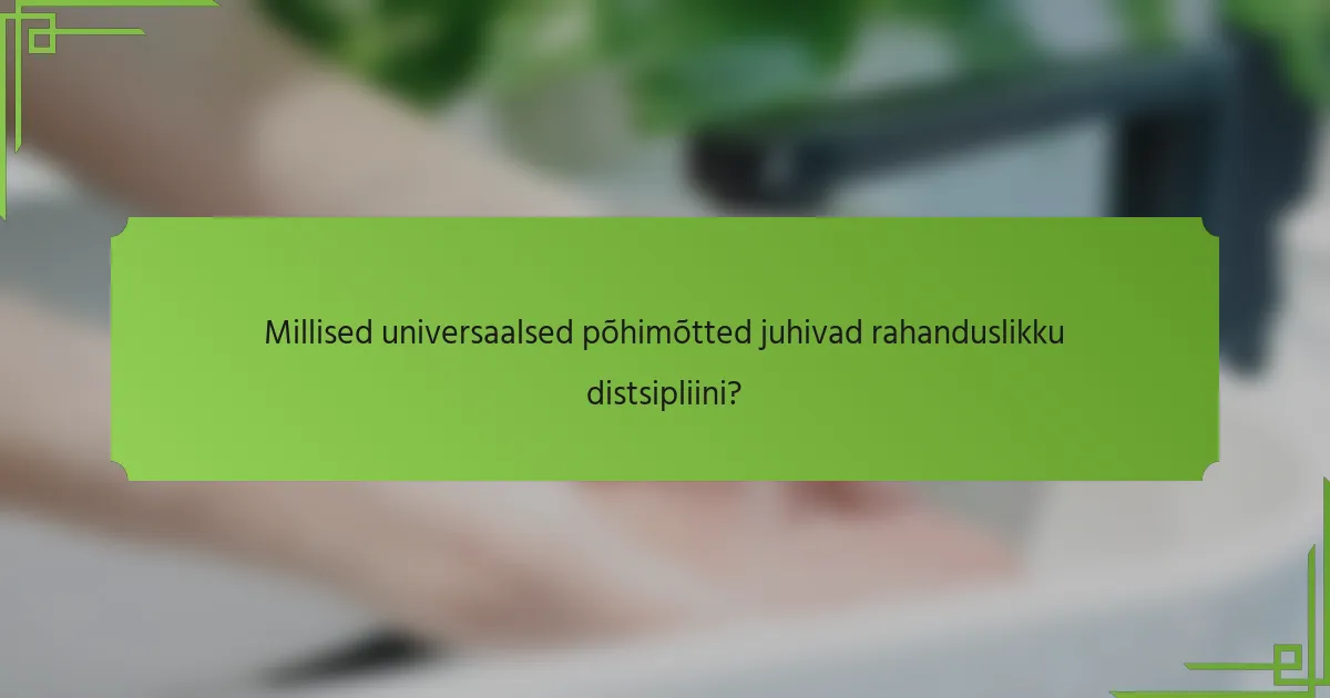 Millised universaalsed põhimõtted juhivad rahanduslikku distsipliini?
