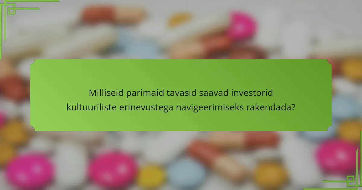 Milliseid parimaid tavasid saavad investorid kultuuriliste erinevustega navigeerimiseks rakendada?
